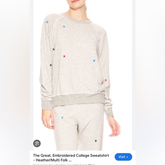 THE GREAT. Tops - THE GREAT. Classic Grey Embroidered Sweatsuit